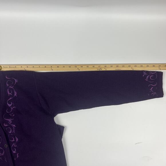 Vintage Pendleton Purple Embroidered 100% Wool Cardigan Women’s Small - Picture 5 of 11